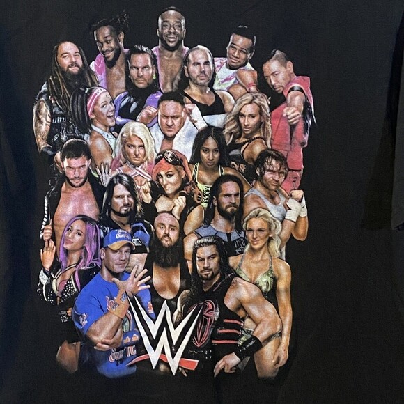 WWE 2017 Boys T-shirt Black John Cena Wresting Cast Large - Picture 2 of 5